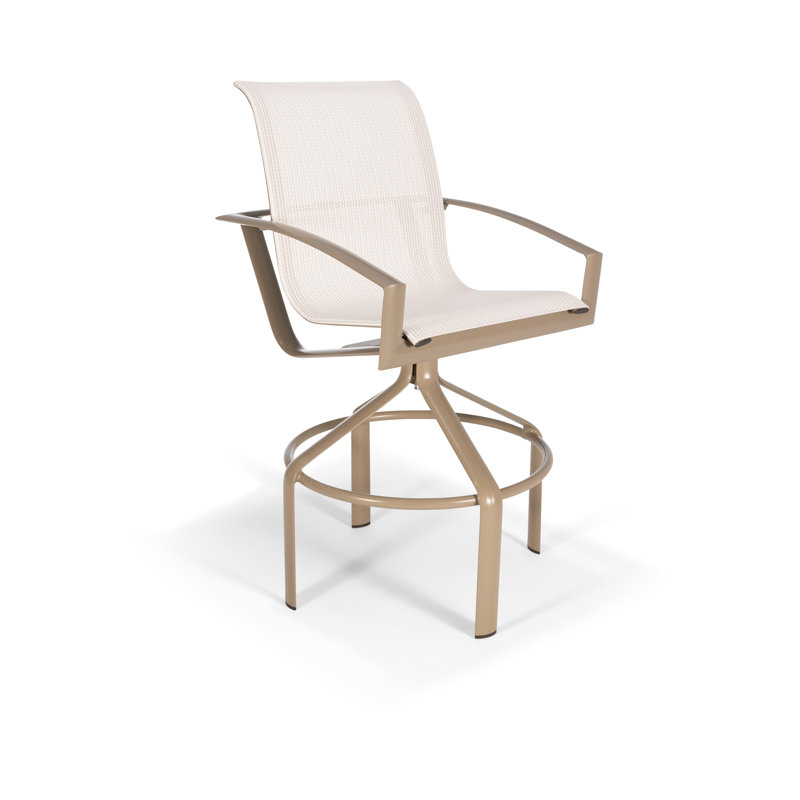 Tabouret de bar pivotant à haut dossier Icon, Tanné, Beige