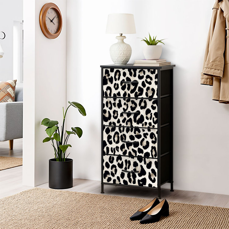 4 Drawer Dresser for Bedroom, Narrow Chest of Drawers, Wooden Top and Study Iron Frame 18"x37.5"-(WxH)