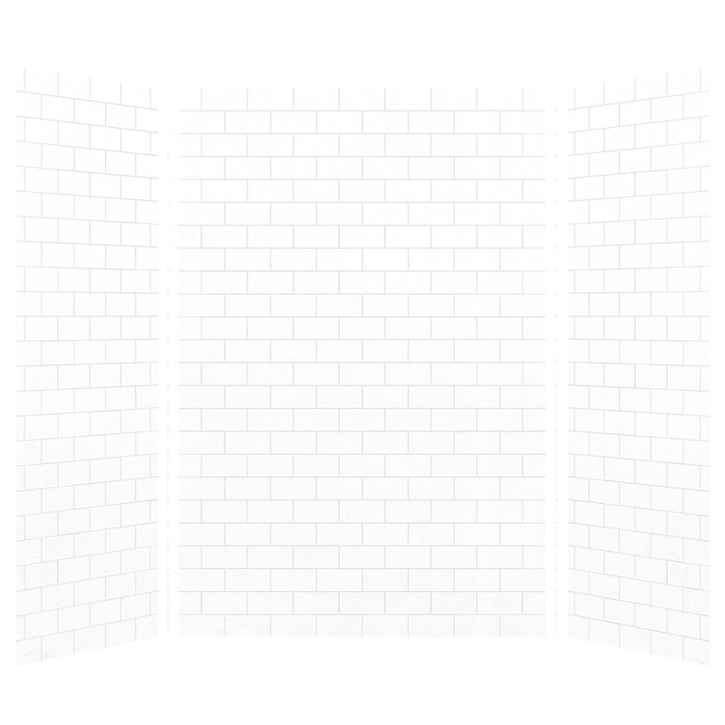 SaraMar White Solid Surface 3-Piece Glue Up Shower Wall Kit