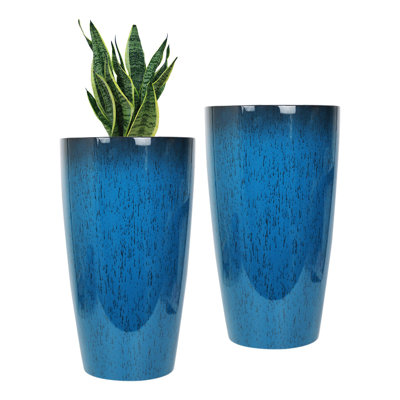 2 Pack 21" Tall Planters Sturdy Plant Flower Tree Pots For Indoor Outdoor Decor