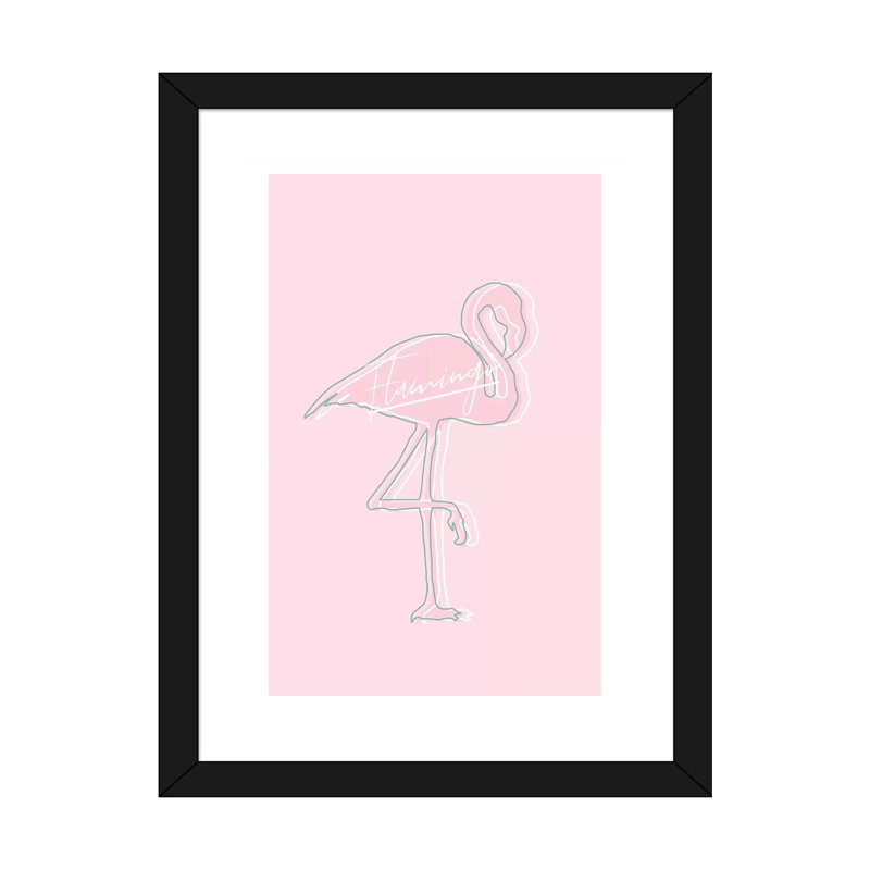 «Be You Flamingo», reproduction d'impression, H 24 po x l 16 po x P 1 po, Papier encadré noir, Blanc