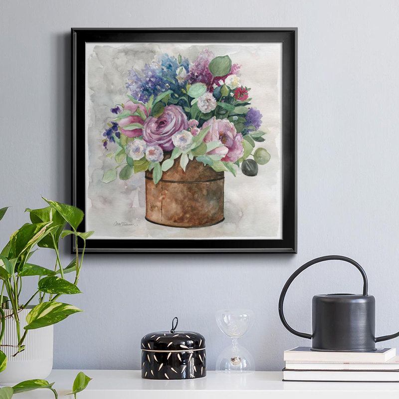 My English Garden - peinture sur toile encadrée, H 17,5 po x l 17,5 po x P 1,5 po, Noir