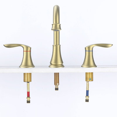 Robinet de lavabo pour salle de bain à 2 poignées à 2 poignées et robinet à 2 trous pivotant sur 360 ° à 3 trous 3008B-NA