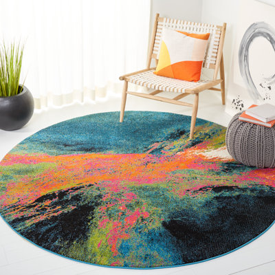 Rizzuto Abstract Blue/Orange Area Rug