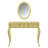 Luxury Makeup Vanity Desk With Oval Mirror, 3 Drawers And Intricate Carvings-1705725513