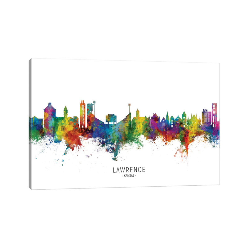 Lawrence Kansas Skyline by Michael Tompsett - Wrapped Canvas Print, 20.32cm H x 30.48cm W x 1.91cm D