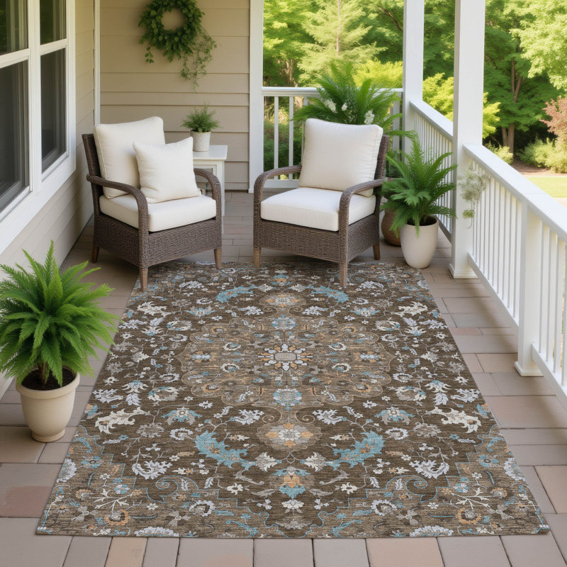 Machine Washable Indoor/Outdoor Chantille ACN2564 Global Rug, Chocolate, 2'6" x 3'10"
