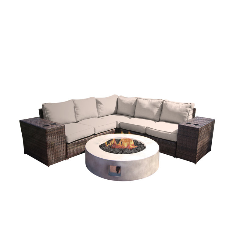 Ensemble de conversation pour 4 personnes avec coussins Crofoot Wicker