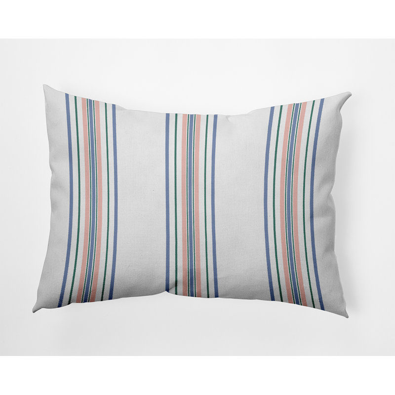 Reversible Throw Pillow, Blue/Green/Pink Striped