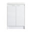 Meuble-lavabo autoportant de 72 po avec lavabo en résine et armoire à 1 côté, portes et tiroir à fermeture douce, blanc brillant, contreplaqué (emballage KD)