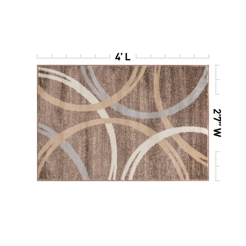 Devonshire Abstract Brown/Gray/Cream Area Rug, Rectangle 2'7" x 4'