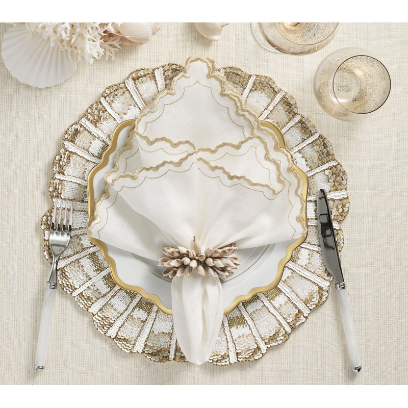Arches Napkin, White/Gold