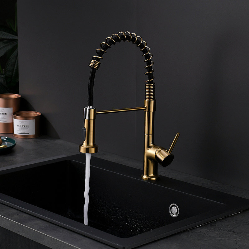 Commercial Kitchen Faucet With Pull Down Sprayer, Single Handle Single Lever Kitchen Sink Faucet