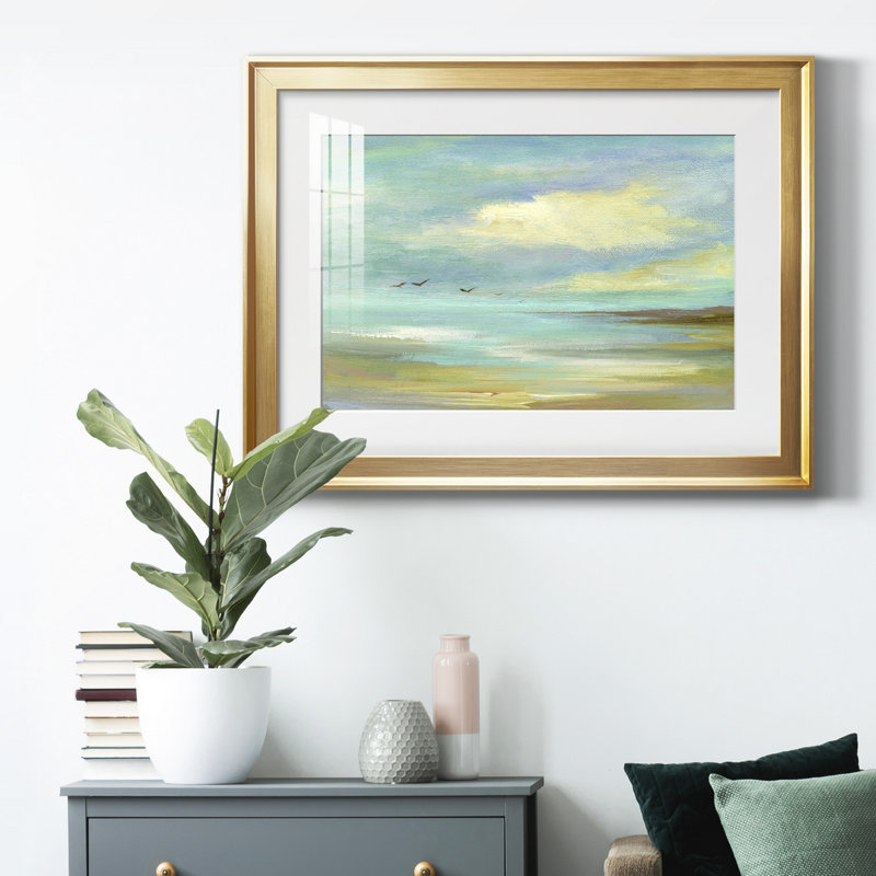" Drifting " Painting Print, 30.5" W  x 42.5" H  x  1" D, Gold