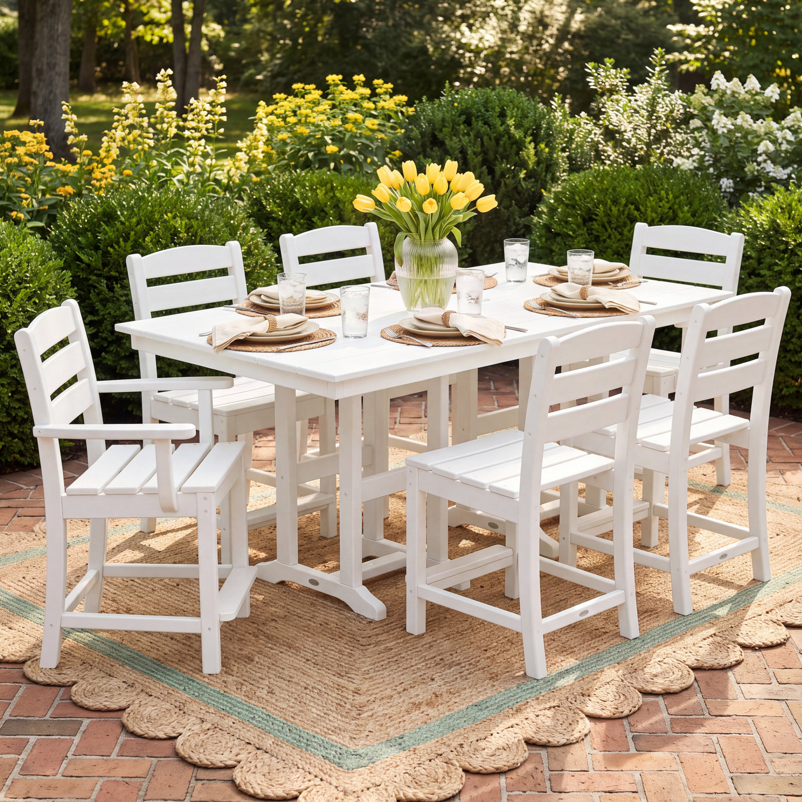 POLYWOOD® Lakeside 72" Patio Dining Set, Mahogany