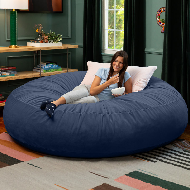 Fauteuil à billes 7 pi Cocoon - Giant, Velours bleu