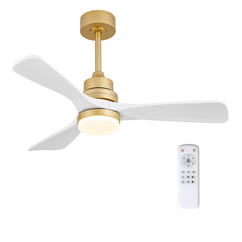 42'' Solid Wood Blades dimmable Ceiling Fan with Lights and Remote Control 