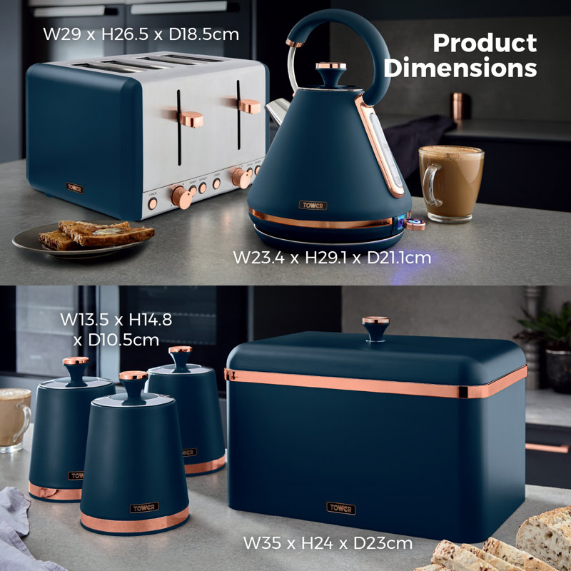 Tower Cavaletto 1.7L Electric Tea Kettle, Midnight Blue