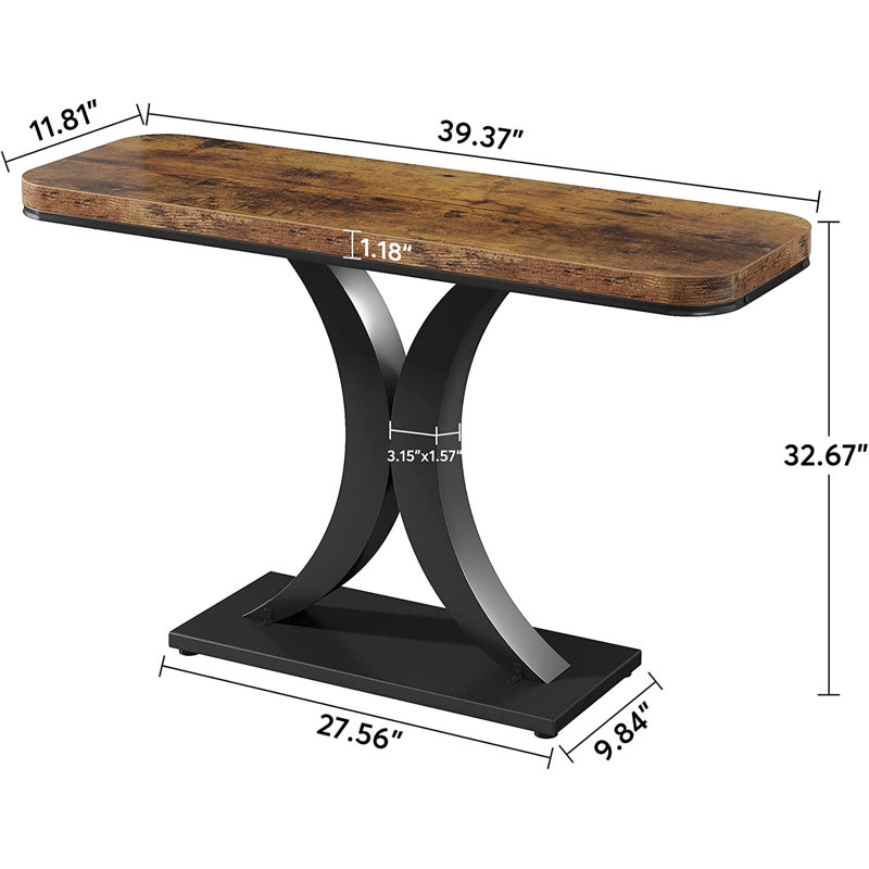 Evija 100cm Console Table, Rustic Brown, Black