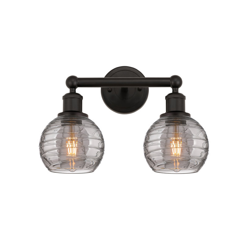 Éclairage pour meuble-lavabo 2 lumières 15 po Cambria, Bronze huilé, Gris fumée clair