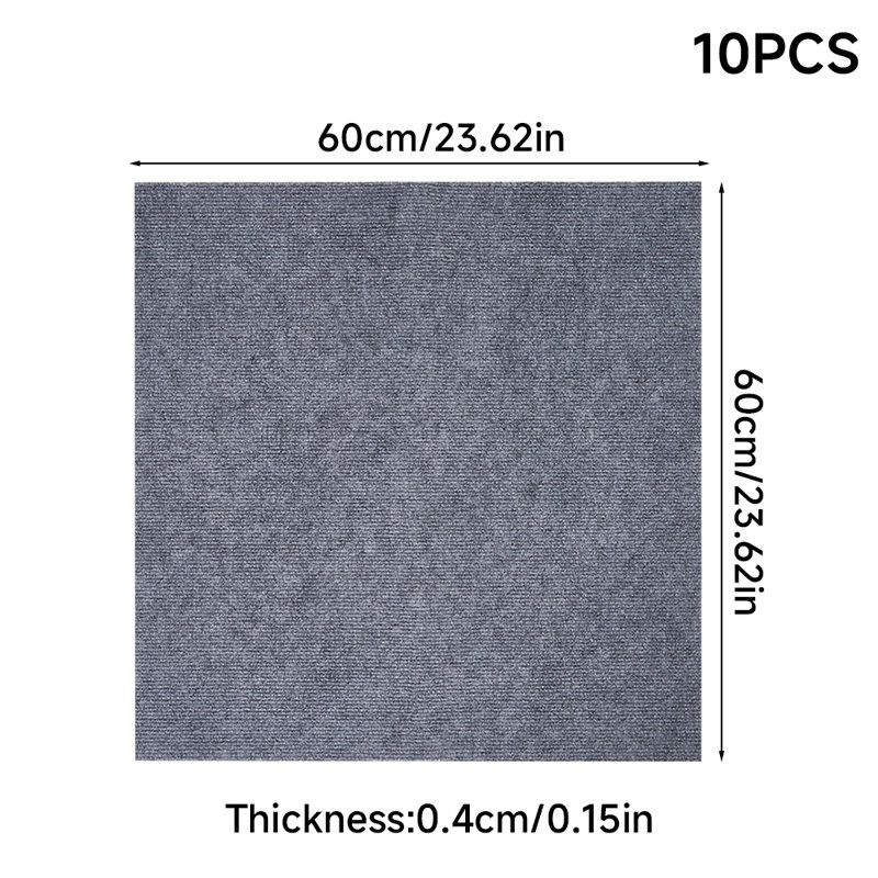 10pcs Polyester Carpet Tiles, Grey