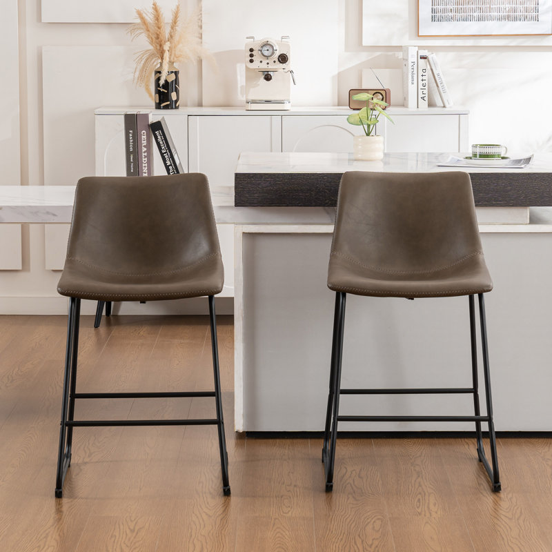 Anke Vegan Leather Armless, Dark Brown, Counter Stool (24” Seat Height)
