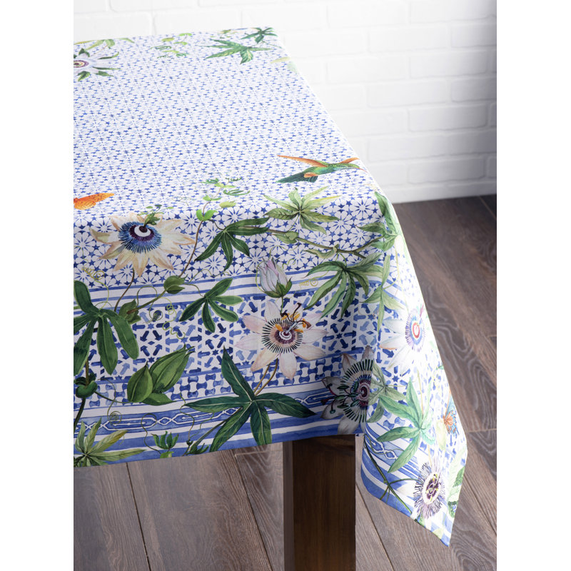 Maison D' Hermine Passiflora 100% Cotton Tablecloth Kitchen Dining Table Cloth For Square Tables Farmhouse Tabletop Cover For Parties, Wedding Use Spring/Summer (60"X108")