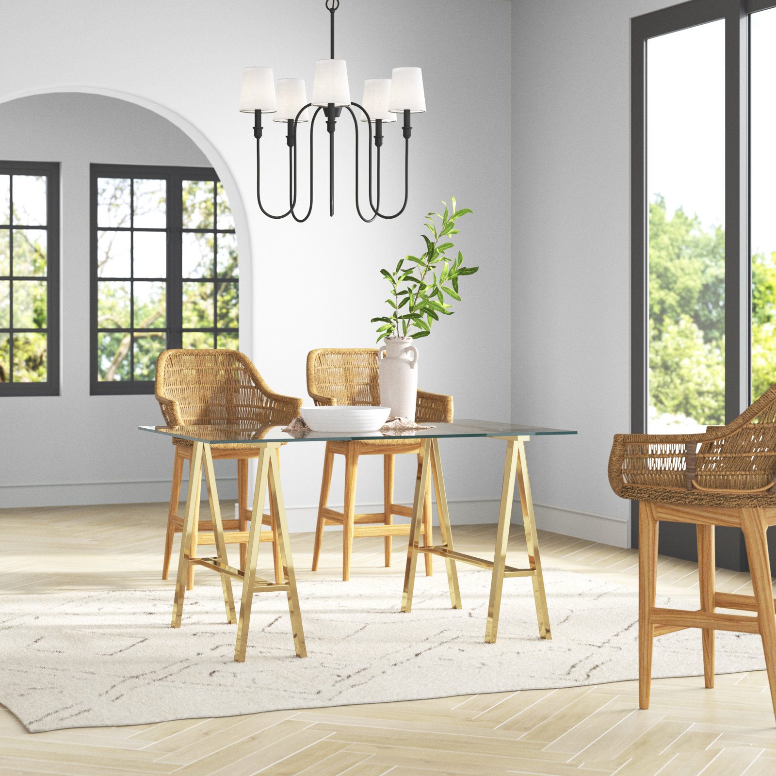 Dita Dining Table, 55W x 36D x 30H, Gold
