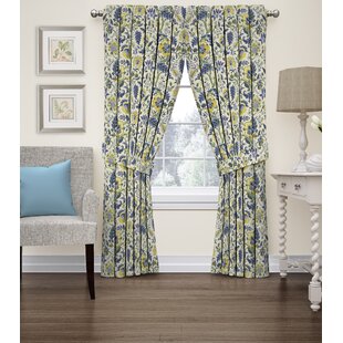 Waverly 52'' x 16'' Sanctuary Rose Floral Valance in Heritage Blue 