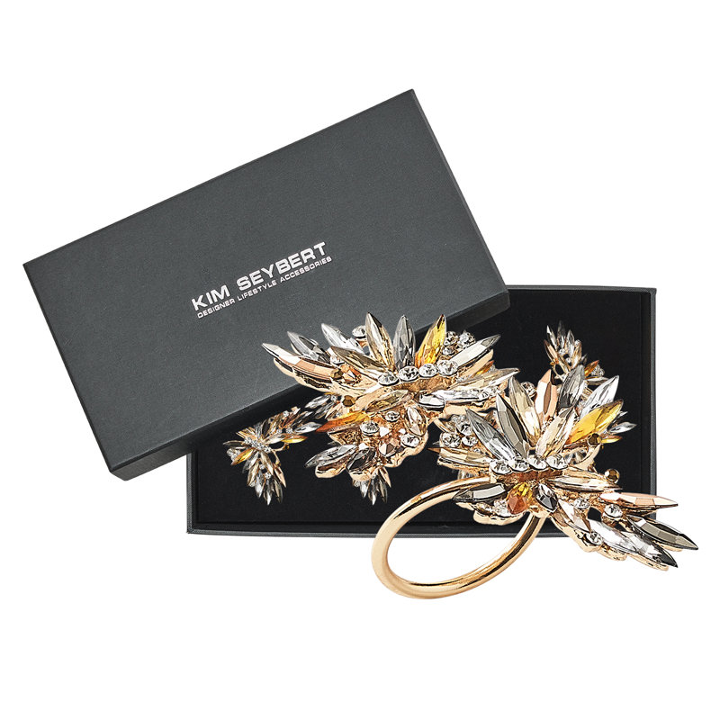 Butterflies Napkin Ring in a Gift Box, Champagne/Crystal