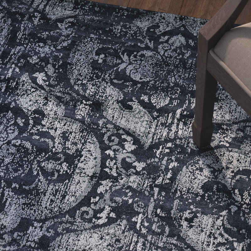 Elissha Viscose Oriental Indoor Rug, Rectangle 9'2" x 12'2"