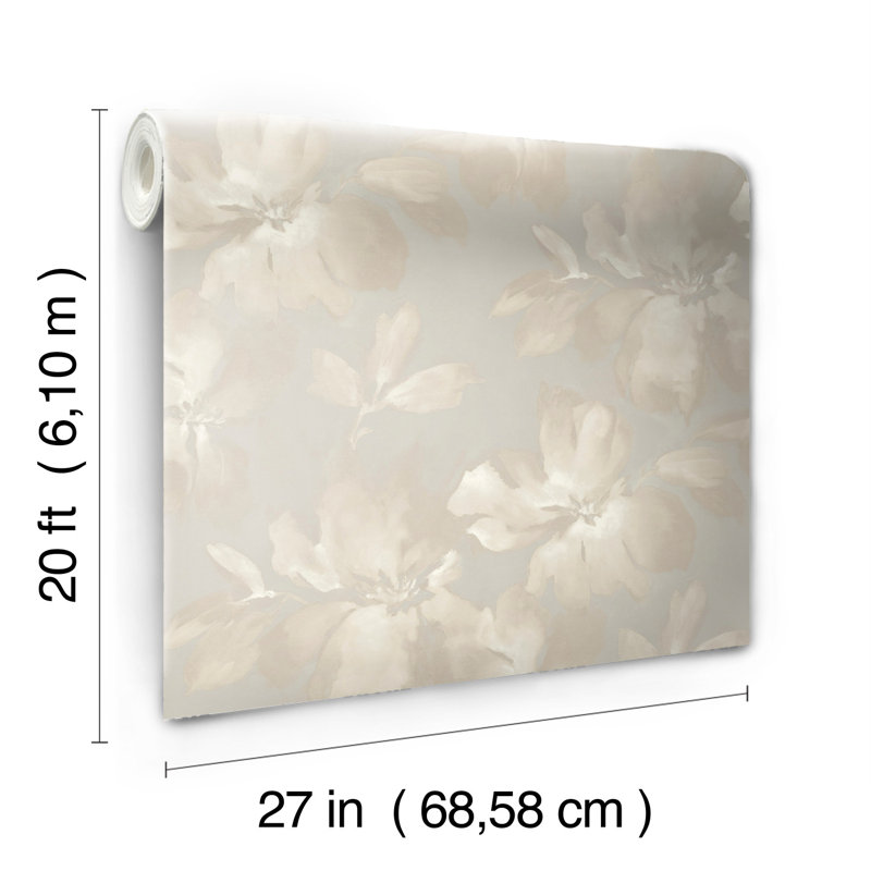 Floral Peel & Stick Wallpaper Roll, Brown