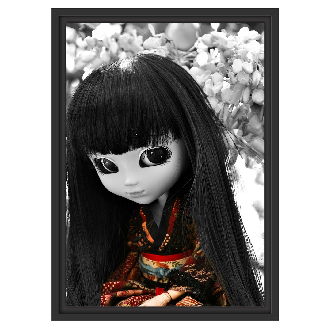 Gerahmtes Wandbild wunderschöne Geisha Pullip