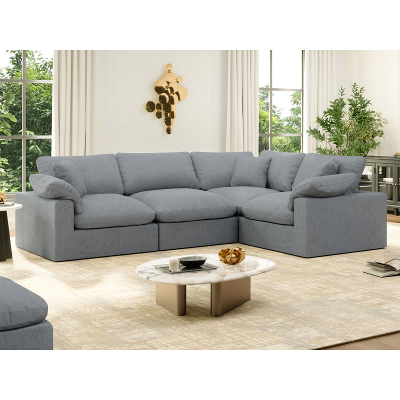Canapé en tissu Hidehisa, Gris, H 25,2 po x l 110,8 po x P 64,9 po, 4
