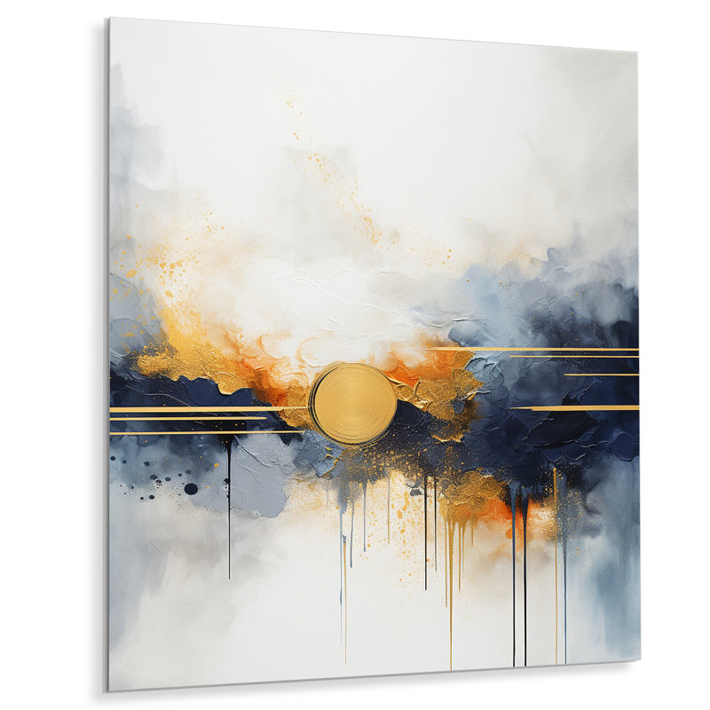 «Blue and Yellow Fluid Harmony», peinture III - art mural abstrait en métal, H 32 po x l 24 po x P 1 po