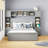 Queen Size Wooden Bed With All-In-One Cabinet, Shelf And Sockets,Twin XL Trundle, Gray-1137345796-1137345799