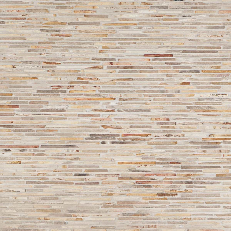 Fossil 12x12 Cracked Joint Tumbled Petrified Stone Mosaic Tile