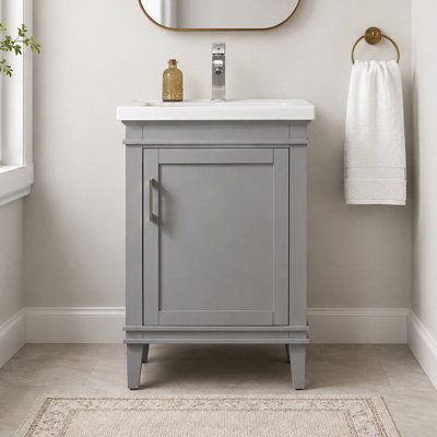 Ensemble de meuble-lavabo simple autoportant 24 po avec plateau en céramique Arzola