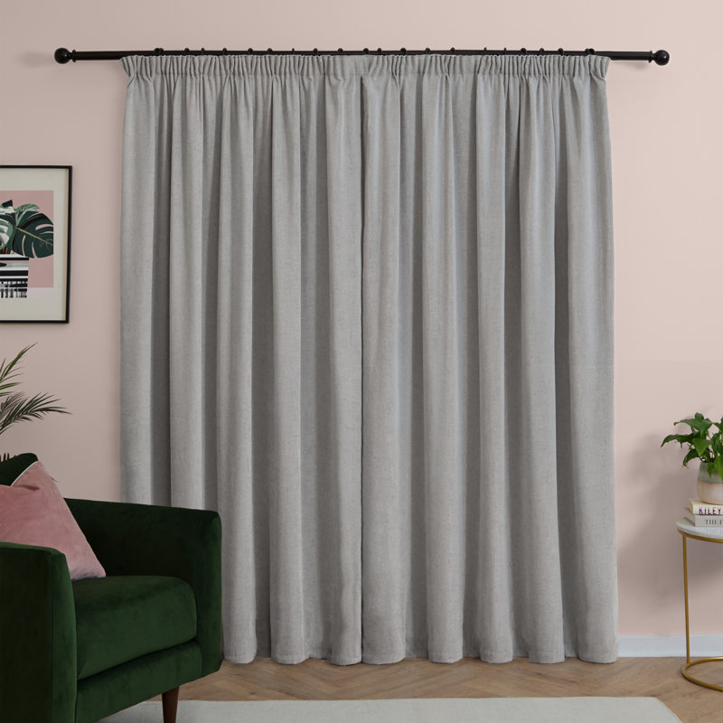 Soft Chenille Blackout Curtain Panel Pair, 117cm Width x 183cm Drop, Silver