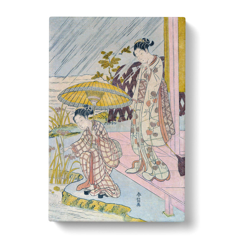Admiring An Iris In The Rain - Wrapped Canvas Painting, 60cm H x 40cm W x 3cm D