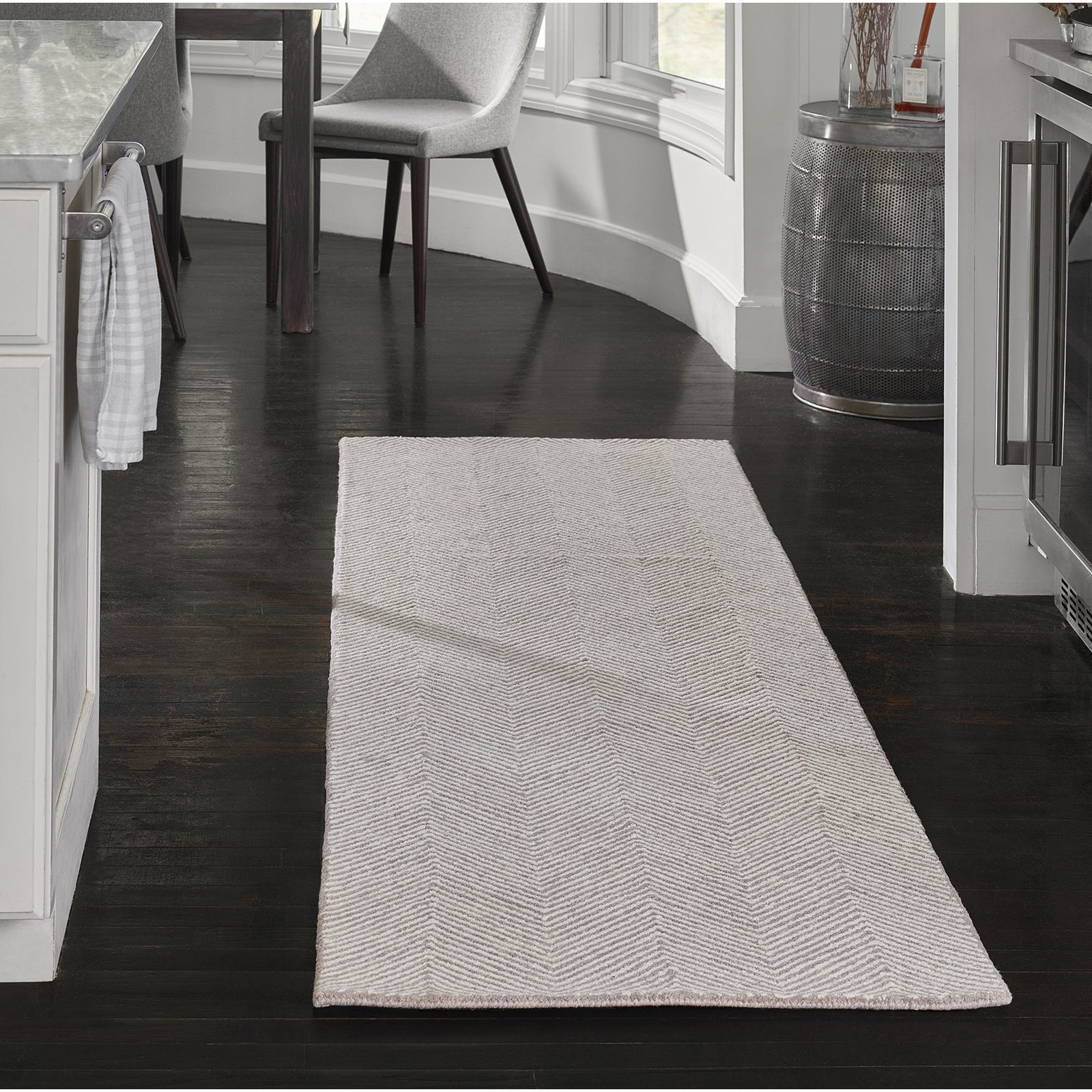 Wheaton Taupe Hand-Tufted Wool Chevron Rug, Runner 2'3" x 8'