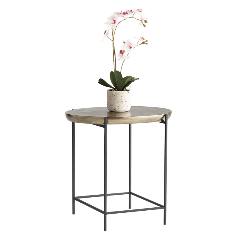 Buoy Round Aged Gold Metal End Table