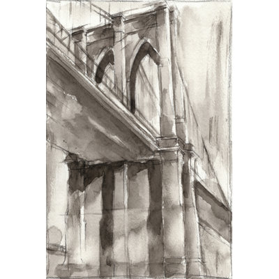 Sepia Bridge Study II - Wrapped Canvas Painting