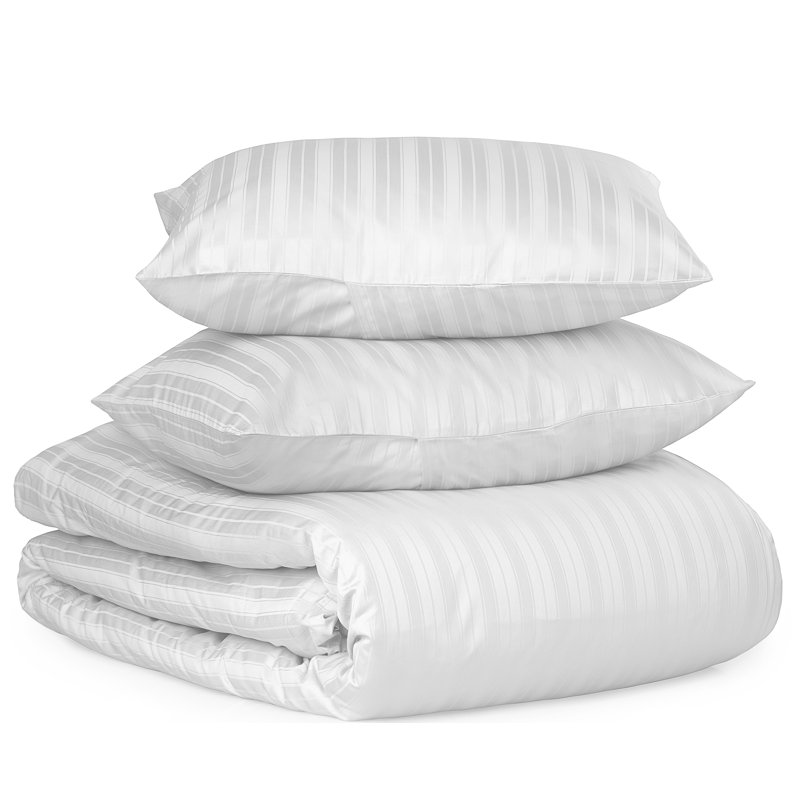 Ensemble de housse de couette en coton Egan, Blanc, Housse de couette double / grand et 2 taies décor