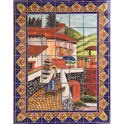 TalaMex Bird Seller Clay Talavera Tile Mural