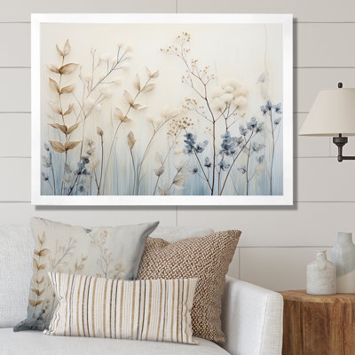 Beige And Blue Herbs Minimal Harmony - Herbs Wall Art for Living Room