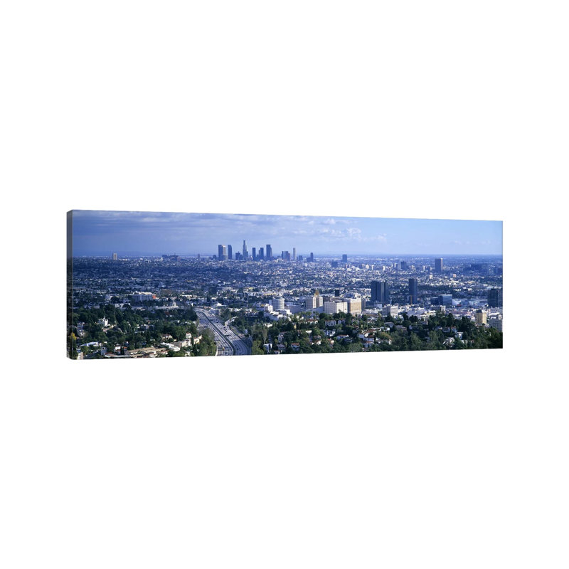 Aerial View of a City, Los Angeles, California, USA 1 Piece Wrapped Canvas Panoramic Wall Art