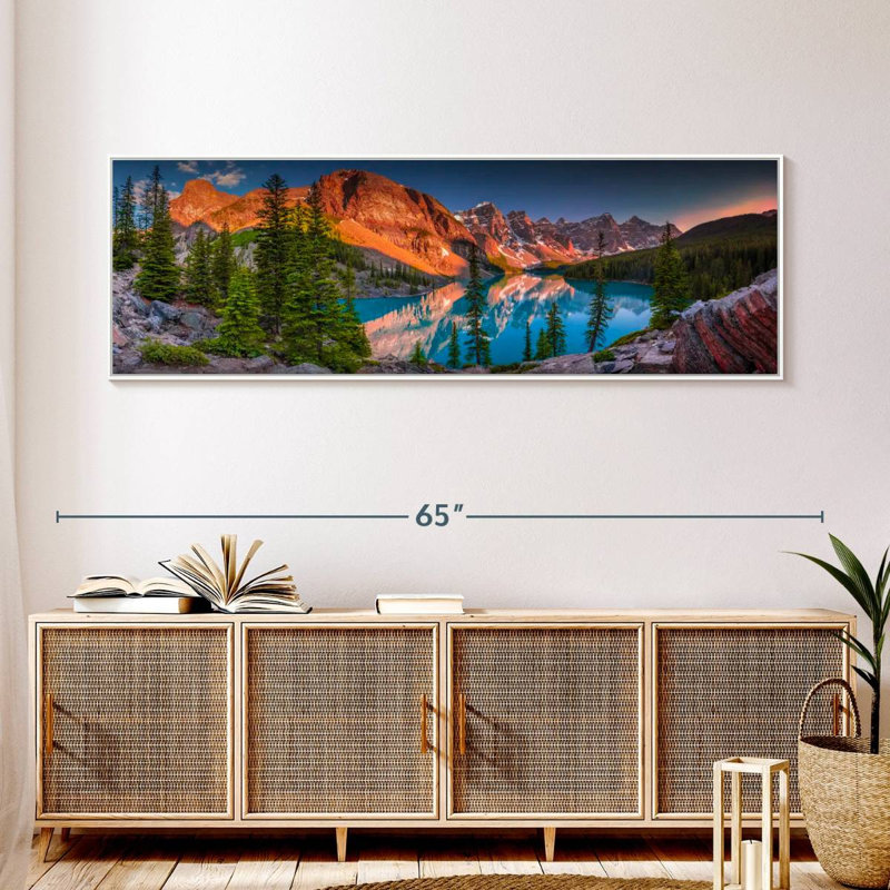 Crépuscule au lac Moraine, 57" X 19", Floating Frame White
