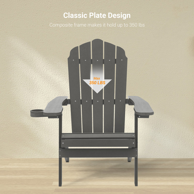 Sam Weather-Resistant Foldable Outdoor Adirondack Chair, Charcoal