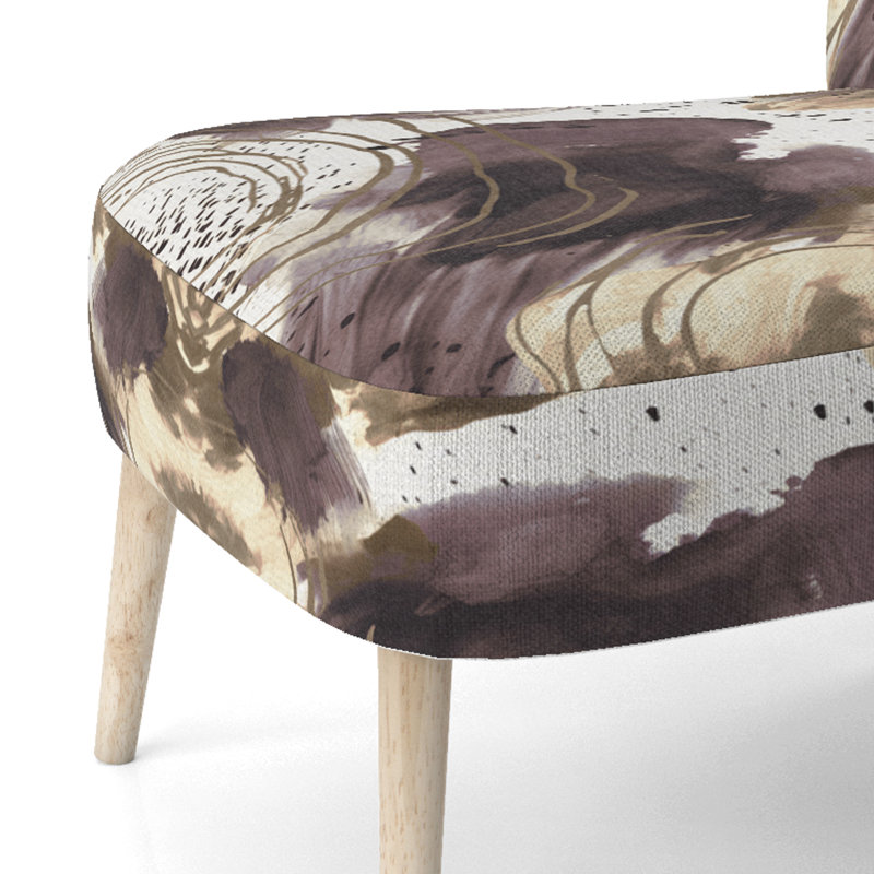 Abstract Pattern With Blue & Golden Textures II - Upholstered Contemporary Side Chair, Collage Art Accent Chair
